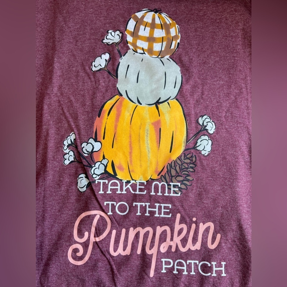 Take Me To The Pumpkin Patch Fall Burgundy Short Sleeved Shirt Sz S,M,L,XL,2X